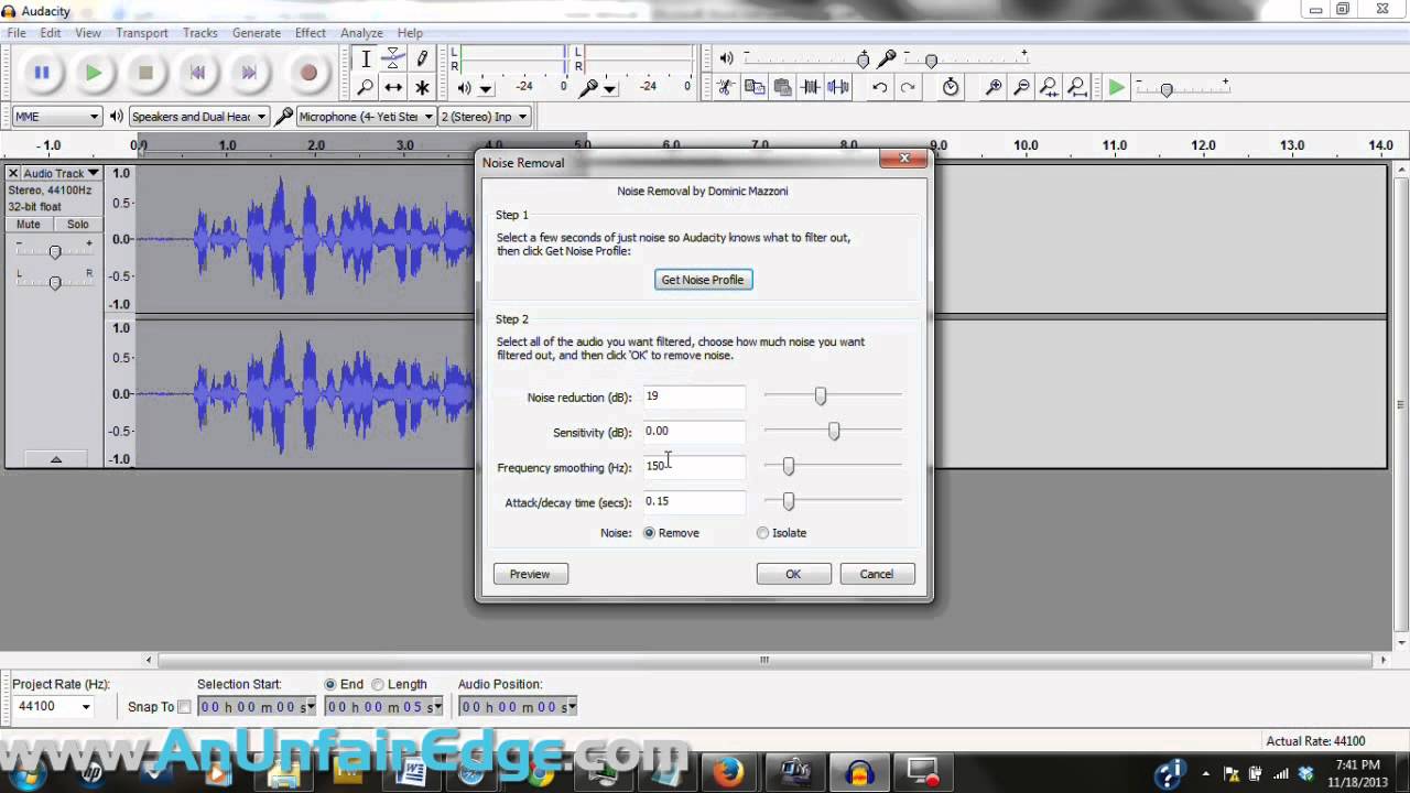 Remove mouth noise in audacity